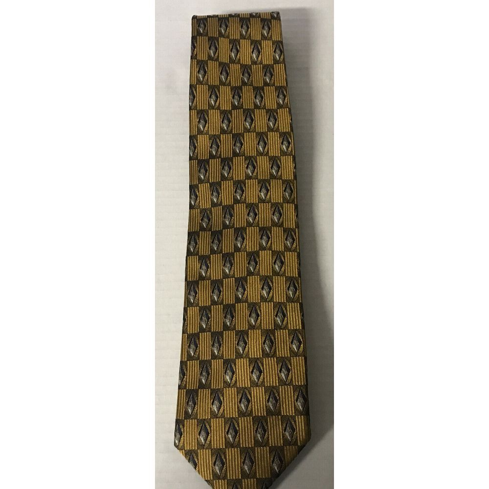 J.Z. Richards Tie All‎ Silk Handmade In  America Gold/with Print